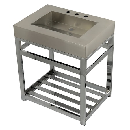 Fauceture KVSP3122A1 31" Stainless Steel Sink W/ Steel Console Sink Base, Chrome KVSP3122A1
